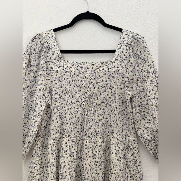 Rails Pippa Square Neck Puff Sleeve Tiered Mini Dress Watercolor Buds Size Small - Picture 8 of 10